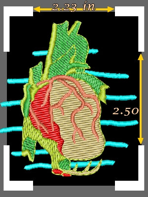 Embroidered design of an open heart | Deep embroidery file, instant download